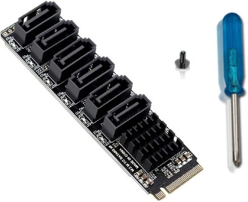 Cablecc PCI Express NGFF NVME M-Key إلى 6 منافذ Sata 6Gbps محول محول بطاقة تمديد القرص الصلب 2280 in Kuwait