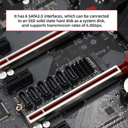 Cablecc PCI Express NGFF NVME M-Key إلى 6 منافذ Sata 6Gbps محول محول بطاقة تمديد القرص الصلب 2280 in Kuwait