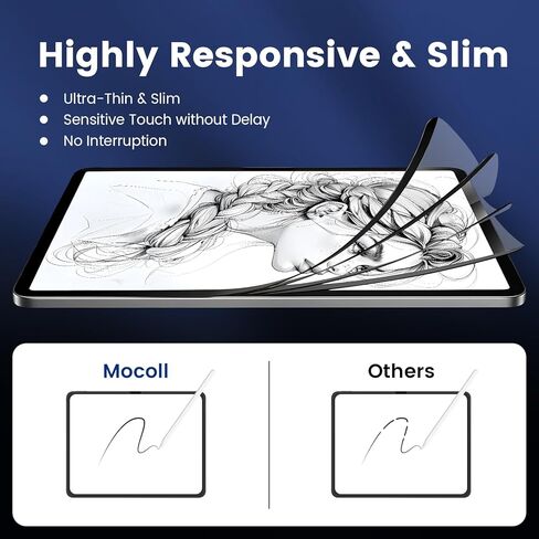 واقي شاشة MOCOLL Paperfeel لجهاز iPad Pro 11 بوصة M4 (2024)، اكتب وارسم مثل الورق، مغناطيسي قابل للفصل وإعادة الاستخدام، متوافق مع الفيلم المقسى، قابل للإزالة/مضاد للوهج/غير لامع/خالي من الفقاعات in Kuwait