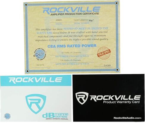 Rockville DBM65 6-Channel 2600w مضخم صوت بحري/قارب + مجموعة أسلاك أمبير in Kuwait