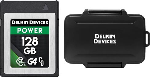 Delkin Devices Power CFexpress Type B G4 128GB Memory Card + Rugged CFexpress/SD/microSD Storage Case – High-Speed CFxB 4.0 Card & Weather-Resistant Protective Tote Bundle in Kuwait