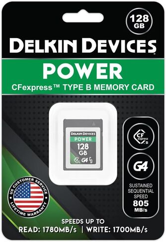 Delkin Devices Power CFexpress Type B G4 128GB Memory Card + Rugged CFexpress/SD/microSD Storage Case – High-Speed CFxB 4.0 Card & Weather-Resistant Protective Tote Bundle in Kuwait