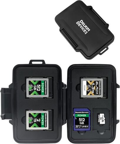 Delkin Devices Power CFexpress Type B G4 128GB Memory Card + Rugged CFexpress/SD/microSD Storage Case – High-Speed CFxB 4.0 Card & Weather-Resistant Protective Tote Bundle in Kuwait