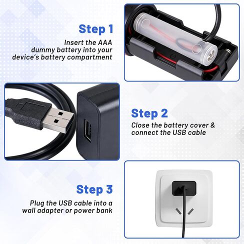 محول طاقة USB قابل للتعديل إلى 1.5 فولت 3 فولت 4.5 فولت AAA، كابل إمداد الطاقة يستبدل 1-3 قطع بطاريات AAA للألعاب والساعات ومقاييس الحرارة وأضواء LED in Kuwait