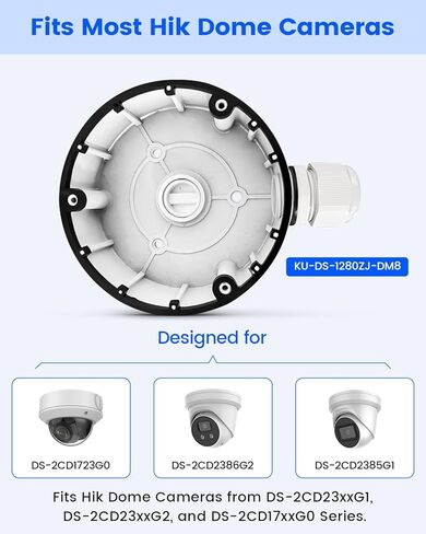 KU-DS-1280ZJ-DM8 صندوق توصيل كاميرا الأمان المعدنية، صناديق إخفاء كابل الألومنيوم، قاعدة تثبيت مقاومة للماء IP66 لكاميرات HIK Dome IP in Kuwait