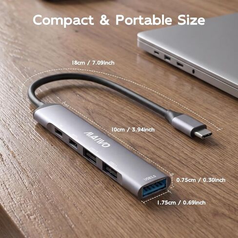 MAIWO 5-in-1 USB C Hub with 100W PD - Ultra Slim 1 in 5 Port USB 3.0 Hub Expander, 5Gbps Data & Fast Charging Splitter Adapter for MacBook, Laptop, PC, Mobile HDD, SSD, Xbox & More in Kuwait