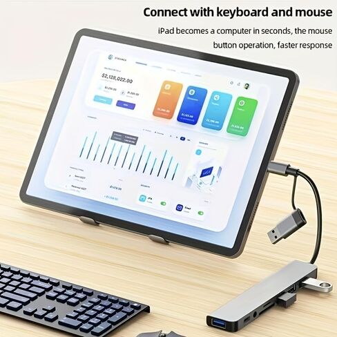 موزع USB-C ذو 8 منافذ مع واجهات USB مزدوجة ونوع C | يتضمن USB 3.0، USB 2.0، قارئ Micro SD/TF، ​​ميكروفون/صوت ومنافذ أخرى لأجهزة الكمبيوتر المحمولة، MacBook Pro، iMac، iPad Pro وأجهزة USB-C الأخرى (8Y1) in Kuwait