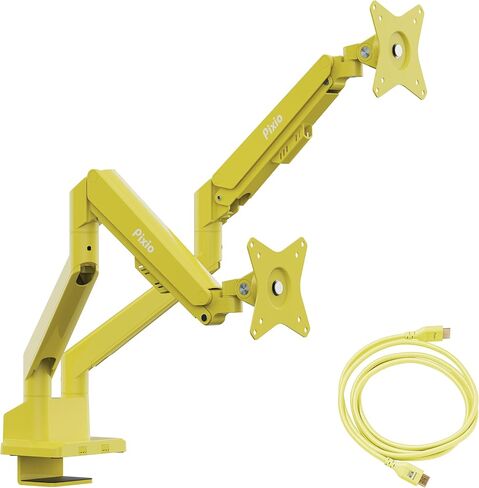 ذراع شاشة مزدوجة Pixio PS1D Wave Yellow مع كابل HDMI 2.1 أصفر معتمد للغاية وسرعة عالية 10FT 8K 60 هرتز 4K 120 هرتز مجدول من النايلون in Kuwait