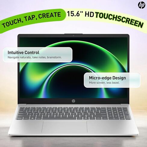 كمبيوتر محمول HP بشاشة لمس 15.6 للطلاب والأعمال، Intel Core i3-1315U (حتى 4.5 جيجا هرتز)، ذاكرة الوصول العشوائي 16 جيجا، 512 جيجا SSD، Copilot AI، Wi-Fi 6، كاميرا HD، Windows 11 Pro، فضي طبيعي، مع مسجل صوت RECOLX AI in Kuwait