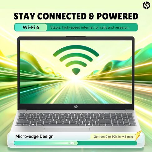 كمبيوتر محمول HP بشاشة لمس 15.6 للطلاب والأعمال، Intel Core i3-1315U (حتى 4.5 جيجا هرتز)، ذاكرة الوصول العشوائي 16 جيجا، 512 جيجا SSD، Copilot AI، Wi-Fi 6، كاميرا HD، Windows 11 Pro، فضي طبيعي، مع مسجل صوت RECOLX AI in Kuwait
