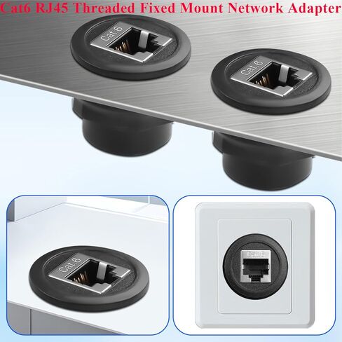 QIANRENON CAT6 RJ45 وصلة محول إيثرنت ثابتة التركيب 1000 ميجابت في الثانية RJ45 8P8C أنثى إلى أنثى حاجز موصل 180 درجة مقبس موصل الشبكة، محمي، لمنفذ شبكة CAT6 الممتد، قطعتان in Kuwait