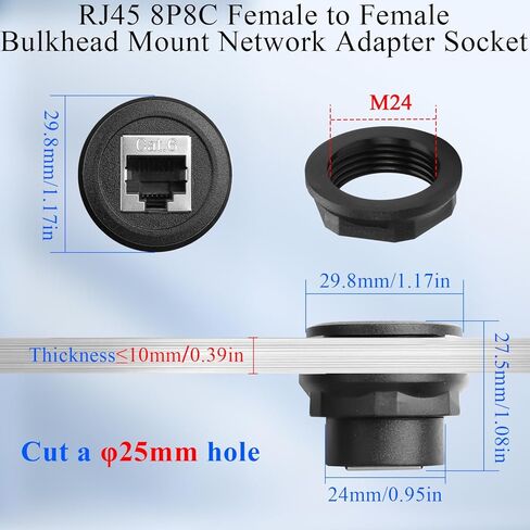 QIANRENON CAT6 RJ45 وصلة محول إيثرنت ثابتة التركيب 1000 ميجابت في الثانية RJ45 8P8C أنثى إلى أنثى حاجز موصل 180 درجة مقبس موصل الشبكة، محمي، لمنفذ شبكة CAT6 الممتد، قطعتان in Kuwait