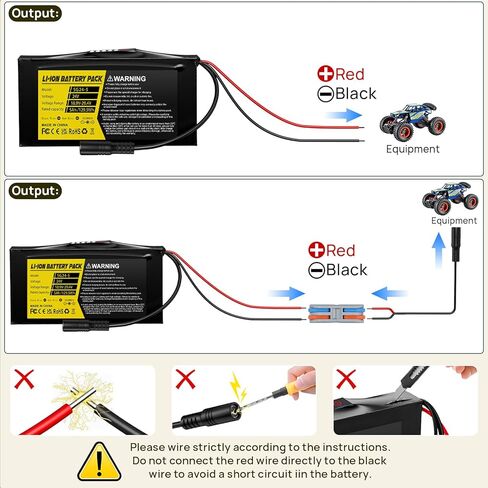 24V 5Ah Lithium Battery, 24 Volt Rechargeable Battery with 29.4V 2A Charger, Battery Level Indicator, Bare Leads & Cable Connector for Kids Ride on Cars, DIY Projects, Speaker Box, LED Strip in Kuwait