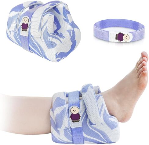 3D Heel Protectors to Elevation Foot for Pressure Sores,Ankle Pillow Cushions for Bed Sores and Heel Pain Relief,Suitable for Elderly or Bedridden (Purple Bamboo Pattern, Standard Size) in Saudi Arabia