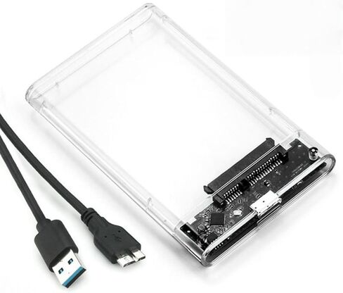 حاوية محرك أقراص ثابتة USB 3.0 مقاس 2.5 بوصة، حافظة SSD خارجية شفافة لمحرك الأقراص الصلبة SATA HDD/SSD بسعة تصل إلى 4 تيرابايت، تركيب بدون أدوات، UASP، نوم ذكي (سرعة 10 جيجابت في الثانية) in Kuwait