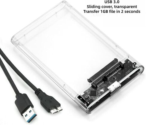 حاوية محرك أقراص ثابتة USB 3.0 مقاس 2.5 بوصة، حافظة SSD خارجية شفافة لمحرك الأقراص الصلبة SATA HDD/SSD بسعة تصل إلى 4 تيرابايت، تركيب بدون أدوات، UASP، نوم ذكي (سرعة 10 جيجابت في الثانية) in Kuwait