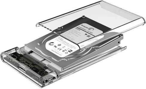 حاوية محرك أقراص ثابتة USB 3.0 مقاس 2.5 بوصة، حافظة SSD خارجية شفافة لمحرك الأقراص الصلبة SATA HDD/SSD بسعة تصل إلى 4 تيرابايت، تركيب بدون أدوات، UASP، نوم ذكي (سرعة 10 جيجابت في الثانية) in Kuwait