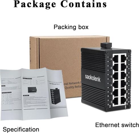 محول إيثرنت جيجابت صناعي 12 منفذًا، 12 منفذ RJ45 10/100/1000 ميجا بت في الثانية محول إيثرنت مثبت على السكك الحديدية، محول شبكة مثبت على الحائط، -40 درجة فهرنهايت إلى 167 درجة فهرنهايت، غلاف ألومنيوم IP40 (غير PoE) in Kuwait
