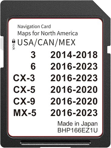 بطاقة SD للملاحة 2026 تدعم شاشة HUD لـ CX-5 2016-2020، 3 2014-2018،6 2016-2023، CX-9 2016-2020، CX-3 2016-2023 USA/Canada/Mexico بطاقة خريطة GPS، التوصيل والتشغيل، سهلة التركيب in Kuwait