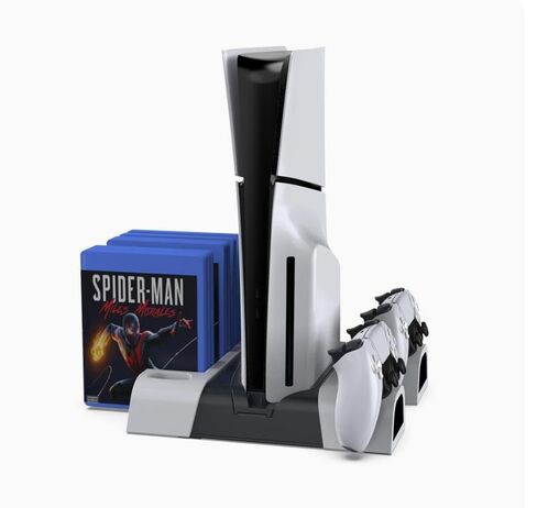 CHAOSEE DOBE PS5 SLIM LED COOLING STORAGE Dual Controller Charging Station Dual Charging Ports, Game Slot Storage - Enhanced Console Performance Longevity! in Kuwait