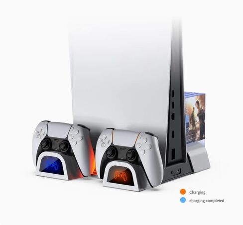 CHAOSEE DOBE PS5 SLIM LED COOLING STORAGE Dual Controller Charging Station Dual Charging Ports, Game Slot Storage - Enhanced Console Performance Longevity! in Kuwait