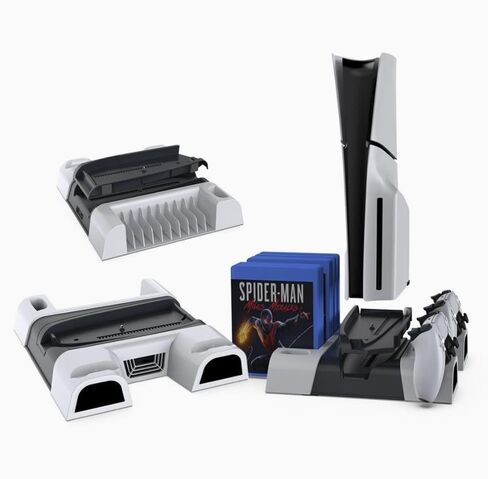 CHAOSEE DOBE PS5 SLIM LED COOLING STORAGE Dual Controller Charging Station Dual Charging Ports, Game Slot Storage - Enhanced Console Performance Longevity! in Kuwait
