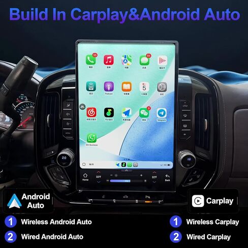 Car Radio for Chevrolet Silverado GMC Sierra 2014-2018 Stereo Replacement Head Unit 15.6 Inch 2K IPS Touch Screen Tesla Style Carplay Android Auto GPS Navigation Multimedia OEM 4 Inch 8 Inch (6+64GB) in Saudi Arabia