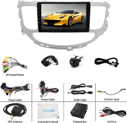 4G+64G Car Radio Stereo for Hyundai Genesis 2009-2014 with Wireless CarPlay/Android Auto, 9 Inch IPS Touch Screen Android 15 GPS Head Unit WiFi Bluetooth SWC DSP Audio AHD Rear Camera MIC in Kuwait
