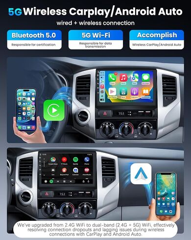 12 Core 8G+256G لـ Toyota Tacoma 2005-2015 ترقية راديو ستيريو: 9 بوصة IPS شاشة تعمل باللمس وحدة رأسية، Wireless CarPlay Android Auto، DSP Audio، AM FM، SWC، GPS، WiFi، كاميرا احتياطية in Kuwait