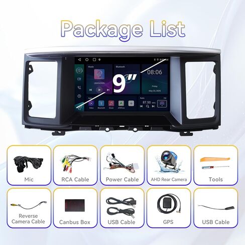 9" Android 14 Car Stereo Upgrade Radio Compatible with Nissan Pathfinder 2012-2020 Wireless CarPlay Android Auto Head Unit GPS Navigation Bluetooth WiFi FM in Kuwait