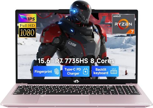 كمبيوتر محمول NIMO 2026، شاشة 15.6 بوصة FHD، AMD Ryzen 7 7735HS (8C/16T، حتى 4.75 جيجا هرتز) كمبيوتر، 16 جيجا DDR5 256 جيجا NVMe SSD، رسومات Radeon 680M، لوحة مفاتيح بإضاءة خلفية، فتح بصمة الإصبع، PD 100W Type-C in Kuwait