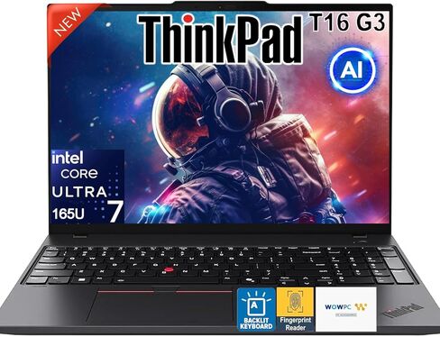Lenovo ThinkPad T16 Gen 3 كمبيوتر محمول للأعمال بشاشة تعمل باللمس، Intel Core Ultra 7 165U AI PC، 16 بوصة WUXGA (1920 × 1200)، ذاكرة الوصول العشوائي DDR5 سعة 32 جيجابايت، 1 تيرابايت SSD، Win 11 Pro، Thunderbolt 4، محطة عمل ذات أداء ممتاز in Kuwait