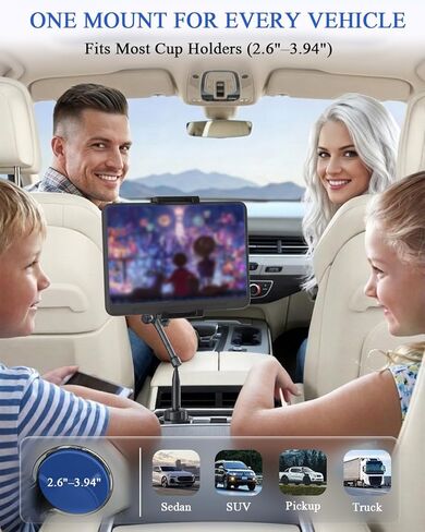 حامل كمبيوتر لوحي على شكل كأس السيارة، [مشبك كبير عميق 1.18 بوصة] حامل iPad معدني مع حامل تابلت ثلاثي المفاصل قابل للتعديل مقاس 13 بوصة للشاحنة، وSUV، وعربة الجولف، وتناسب iPad Pro 13، وGalaxy Tab، وiPhone، وأجهزة 6.1-15.6 بوصة in Kuwait