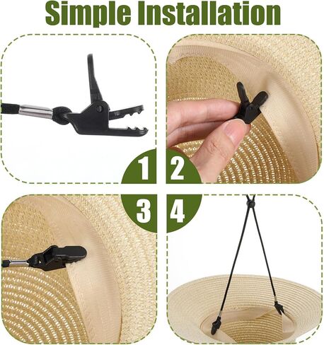 4PCS Hat Strap, Adjustable Hat Chin Strap, Anti-Lost Windproof for Outdoor Golf Fishing Boating Travel (Black) in Kuwait