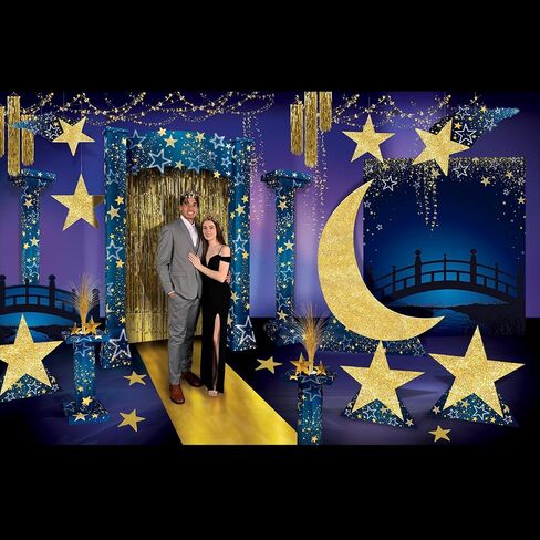 دعامات عمود قصيرة ثلاثية الأبعاد من Starry Night - 33.75 بوصة - مجموعة من قطعتين in Kuwait