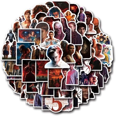 60 قطعة من أفلام Stranger Things 5 ​​ملصقات، ملصقات كرتونية Stranger 5 Things 5 ​​Style مقاومة للماء من الفينيل للمراهقين والبالغين للكمبيوتر المحمول ولوحة التزلج والهاتف والجيتار وحقيبة السفر والدراجة in Kuwait