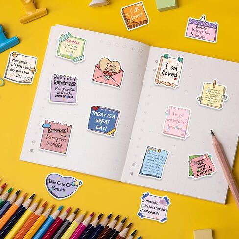 100 PCS Inspirational Reminder Stickers for Water Bottles, Mental Health Stickers for Adults, Motivational Stickers for Laptop Notebook Journal Scrapbook, Aesthetic Vinyl Waterproof Stickers for Women in Kuwait