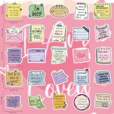 100 PCS Inspirational Reminder Stickers for Water Bottles, Mental Health Stickers for Adults, Motivational Stickers for Laptop Notebook Journal Scrapbook, Aesthetic Vinyl Waterproof Stickers for Women in Kuwait