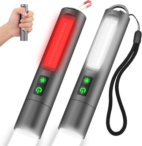 Small Powerful Flashlights,LED Pocket EDC Flashlight Rechargeable with Magnetic Base&Hanging Loop,1500 High Lumens,Dual Switch,COB Red Light,7 Modes,USB C Flash Light for Home Emergency Car Camping2PC in Kuwait