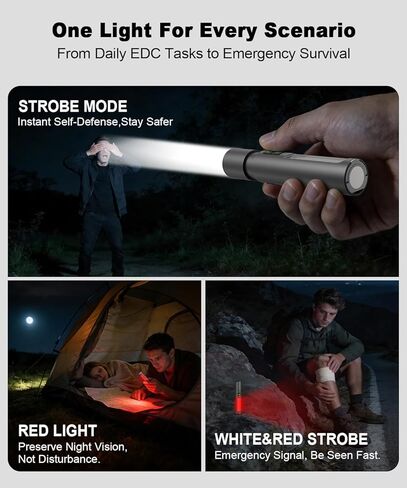 Small Powerful Flashlights,LED Pocket EDC Flashlight Rechargeable with Magnetic Base&Hanging Loop,1500 High Lumens,Dual Switch,COB Red Light,7 Modes,USB C Flash Light for Home Emergency Car Camping2PC in Kuwait