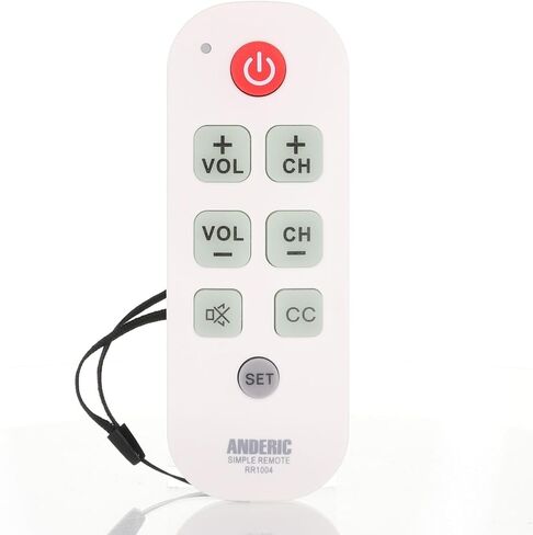 Anderic RR1004 Big Button TV Remote Control – Senior Friendly, Easy-to-use with Glow Keys, Simple Layout – Ideal for Elderly Care & Assisted Living – Compatible with Most IR TVs - White - 1 Pack in Kuwait