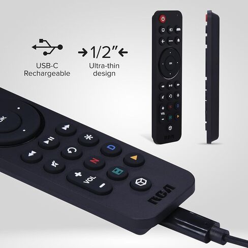 جهاز تحكم عن بعد للبث العالمي RCA، قابل لإعادة الشحن عبر USB-C، 3 أجهزة متوافقة مع Samsung وLG وSony وVizio TVs وRoku وFire TV وApple TV وChromecast وSoundbar in Kuwait