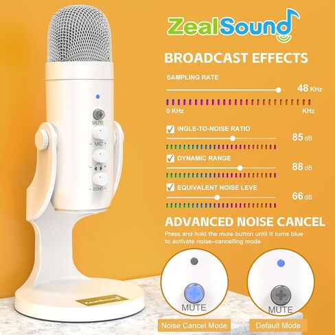 ZealSound Gaming USB Microphone k66w-us and hs19 Microphone Stand in Kuwait
