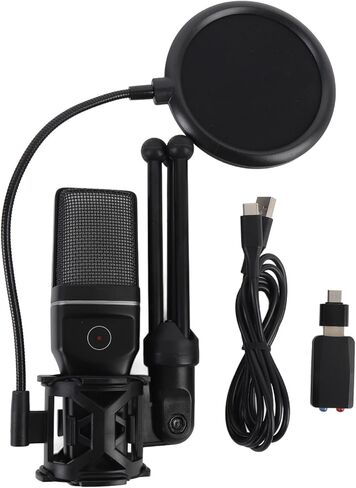 EBTOOLS 2.4G Wireless USB Microphone, RGB Condenser Mic with Noise Cancellation and Heart Shaped Pickup, for PC Smartphone Gaming Streaming Podcasting Video Conferencing in Saudi Arabia