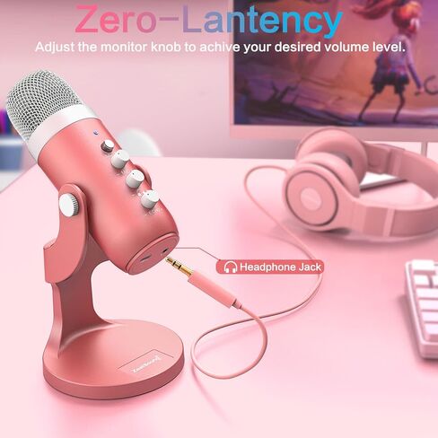 ZealSound Gaming USB Pink Microphone k66p and hs19 Microphone Stand in Kuwait