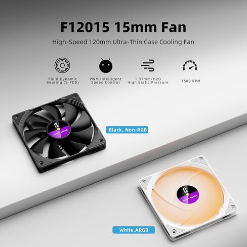 Shiny Snake 120x15mm Ultra-Slim High Performance Case Cooler Fan, 4pin PWM Silent Computer with FDB Bearing Included, up to 1500RPM Cooling Fan, ≤25dB, F12015 Black in Kuwait