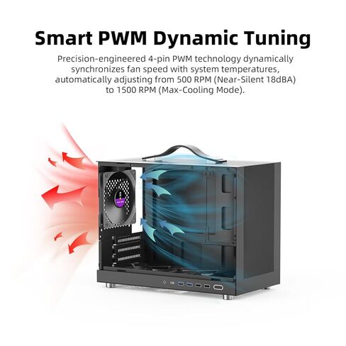 Shiny Snake 120x15mm Ultra-Slim High Performance Case Cooler Fan, 4pin PWM Silent Computer with FDB Bearing Included, up to 1500RPM Cooling Fan, ≤25dB, F12015 Black in Kuwait