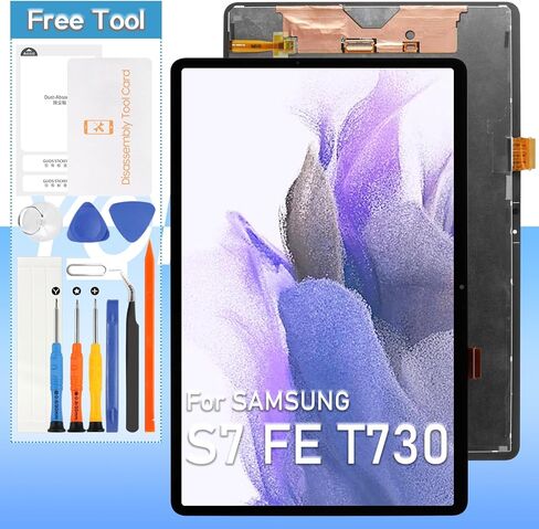 for Samsung Galaxy Tab S7 FE SM-T730 Screen Replacement T730 T733 T736 T738U T735 T737 12.4" LCD Display Touch Digitizer Assembly with Repair Kits in Kuwait