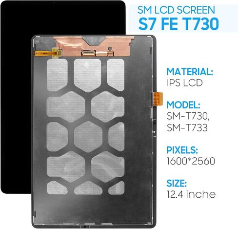for Samsung Galaxy Tab S7 FE SM-T730 Screen Replacement T730 T733 T736 T738U T735 T737 12.4" LCD Display Touch Digitizer Assembly with Repair Kits in Kuwait