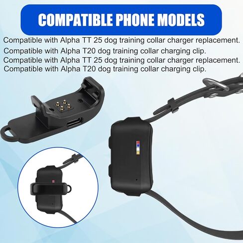 مشبك شحن طوق الكلب، طوق تدريب الصدمات المحمول للكلاب، مشبك شحن USB-C، ملحقات محول شاحن بديل لـ Alpha TT 25/TT20 (أسود) in Kuwait